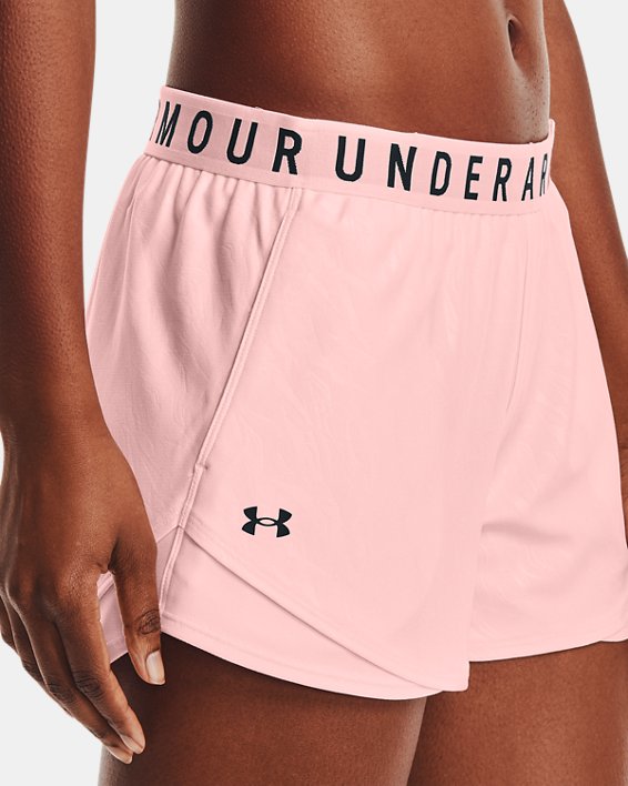 Damen UA Play Up 3.0 Emboss Shorts, Pink, pdpMainDesktop image number 3